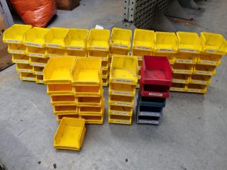 71x Small Plastic Parts Bins by Dexion and Nally