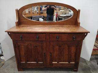 Vintage Wooden Mirrored Cabinet Drawer Unit