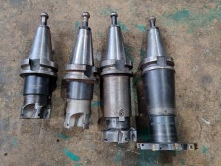 4x BT40 Type Tool Holders w/ Milling Cutters