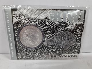 2019 Silver Specimen Kiwi Coin Brown Kiwi
