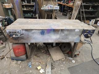 Wooden Workbench with Vices