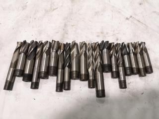 19x Assorted Finish, Rounded Edge, & Square End Mill Bits, Imperial Sizes