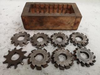 8x Assorted Involute Gear Mill Cutters