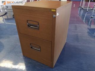 Vintage Retro Wood-like Steel Office Drop File Cabinet by Precision