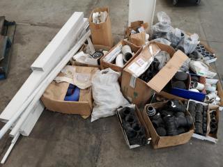 Assorted Lot of Plastic Pipe Fittings, Couplings, Components, & More