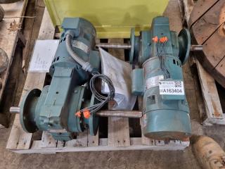 2x Single Phase Electric Motors w/ Gearboxes