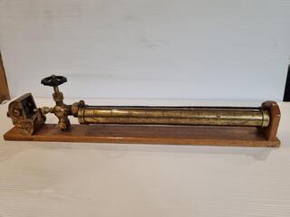 Antique Steamship Brass Cylinder Gauge Assembly