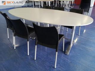 Stylish 2400mm Office or Cafeteria Table w/ 6x Stacking Chairs