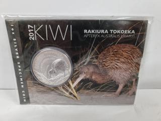 2017 Silver Specimen Kiwi Coin Rakiura Tokoeka