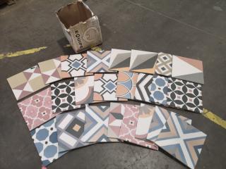 24x Spanish Porcelian Patterned Floor or Wall Tiles