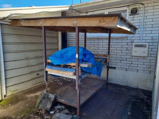 Workbench with Attached Outdoor Roof Assembly