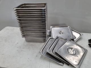 20x 325x265x100mm Stainless Steel Trays w/ 10x Lids