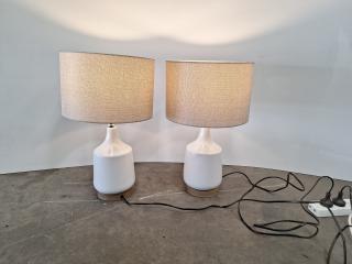 2 x White Vase Style Lamps