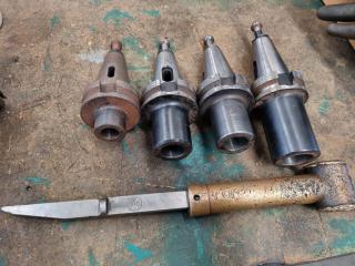 4x BT40 Type Morse Tapper Drill Holders + Removal Tool