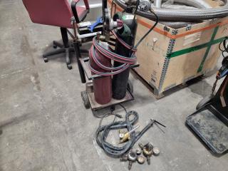 Vintage Gas Bottle Trolley w/ Gas Comet 2 Torch + Accessories