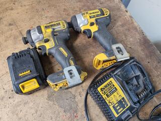 2x DeWalt 18V Cordless Impact Drivers w/ Battery & Charger