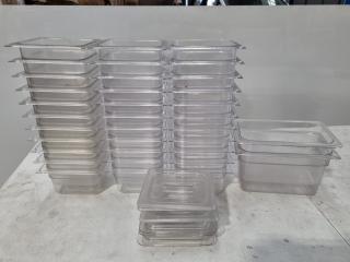 35x Plastic Commercial Grade Storaege Bins w/ 6x Lids