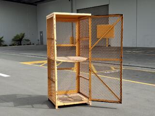 Yellow Metal Mesh Storage Cage