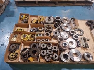 Large Assortment of Gears, Rollers and Sprockets