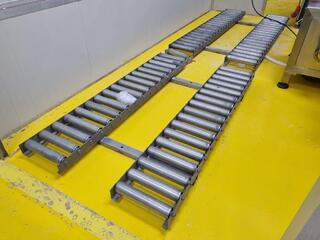 4x Paired Stainless Steel Floor Mount Pallet Roller Conveyors