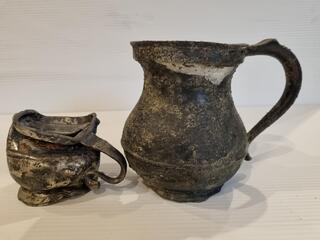 2x Antique Metal Cups / Jugs