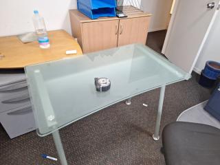 Glass Desk and Cabinet 