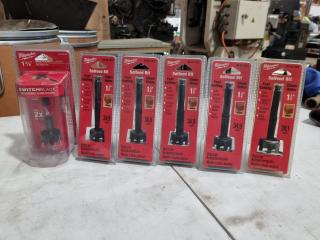 6x Milwaukee Selfeed Hole Wood Bits
