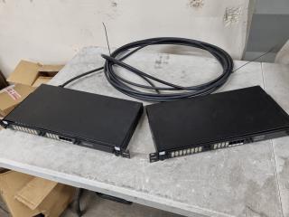 2x Dynamix Fibre Optic Patch Panel / Splicing Trays w/ Fibre Cable