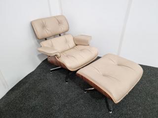 Eames Style Lounge Chair & Ottoman - Leather