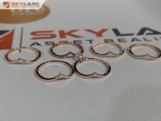 6x Kirsten Ash Chevron Rings, Silver W/ Rose Gold Vermel