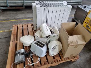 Assorted Heaters, Water Kettles, Toasters