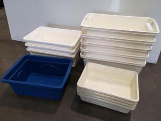 13x Assorted Industrial Plastic Stackable Bins