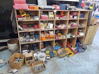 Assorted Fastening Hardware + MDF Storage Shelf