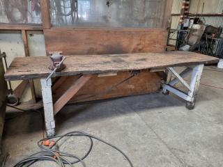 Antique Wood Wookbench w/ Vice