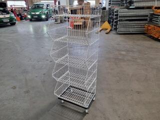 5-Tier Wire Basket Retail Display Trolley