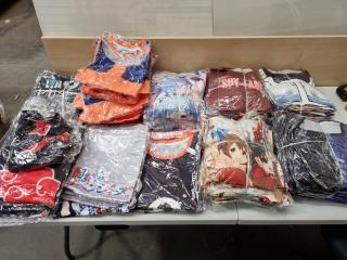 150x Assorted Manga Anime Themed T-Shirts, Bulk Lots