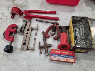 Assorted Small Pipe Cutters, Bender, Hilti Tool, & More