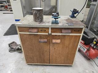 Wooden Cabinet and Contents 