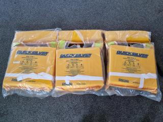 3x Record QuickSilver PFD Type 1 Adult Lifejackets, New