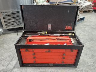 Vintage SAFA Steel Toolbox w/ Assorted Tools