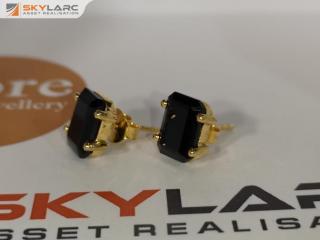 Silk & Steel Prima Donna Gold Plated Silver Earrings w/ Black Spinel Stones