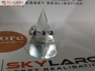 Tripple Round Brilliant Stack Ring | Amethyst Purple | MJJ for ORE