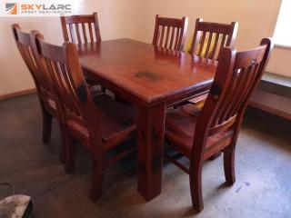 Solid Timber Dinning Room Table w/ 6x Matching Chairs