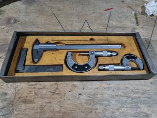 Set of Precision Engineering Measuring Tools, Calipers, Micrometers, & More