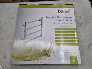 Barelli Round 4-Bar Heated Stainless Steel Towel Ladder, New