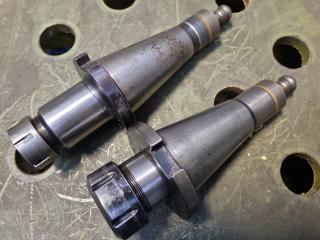 2x CAT50 Type Tool Holders w/ ER40 & ER32 Collet Chucks