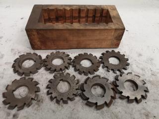 8x Assorted Involute Gear Mill Cutters