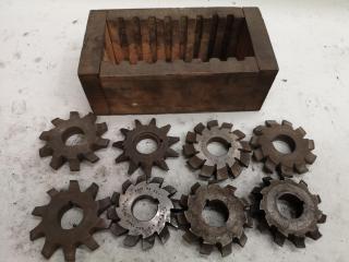 8x Assorted Involute Gear Mill Cutters