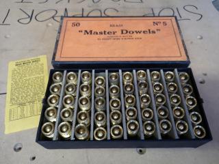 50x Vintage Antique Pattern Makers Brass Master Dowels, Size 5