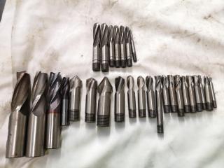 28x Assorted Tapered, Ball, & Square End Mill Bits, Imperial Sizes